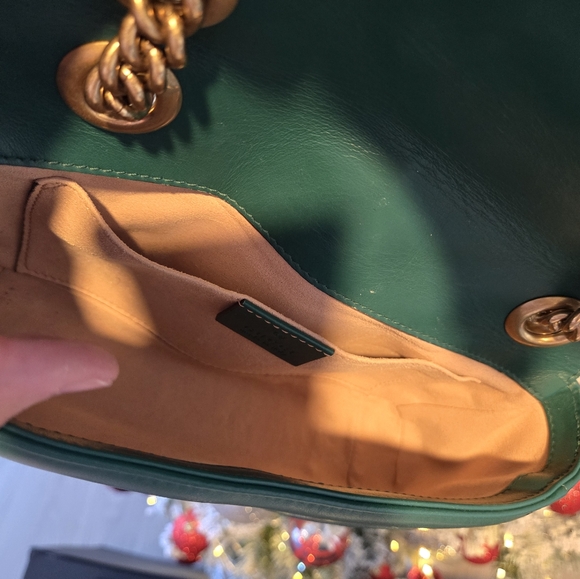 Gucci Calfskin Matelasse mini Marmont Shoulder Bag Emerald Green - Picture 5 of 7